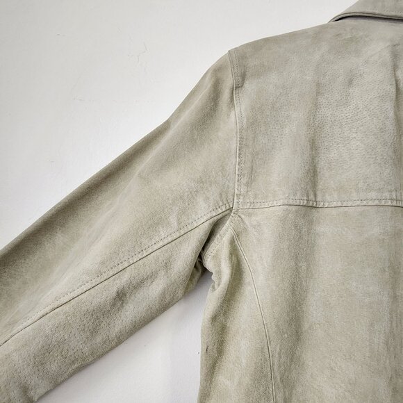 Genuine Leather Sage Green Suede Chore Coat Spring Jacket Coastal Cowgirl Boho - Picture 7 of 16